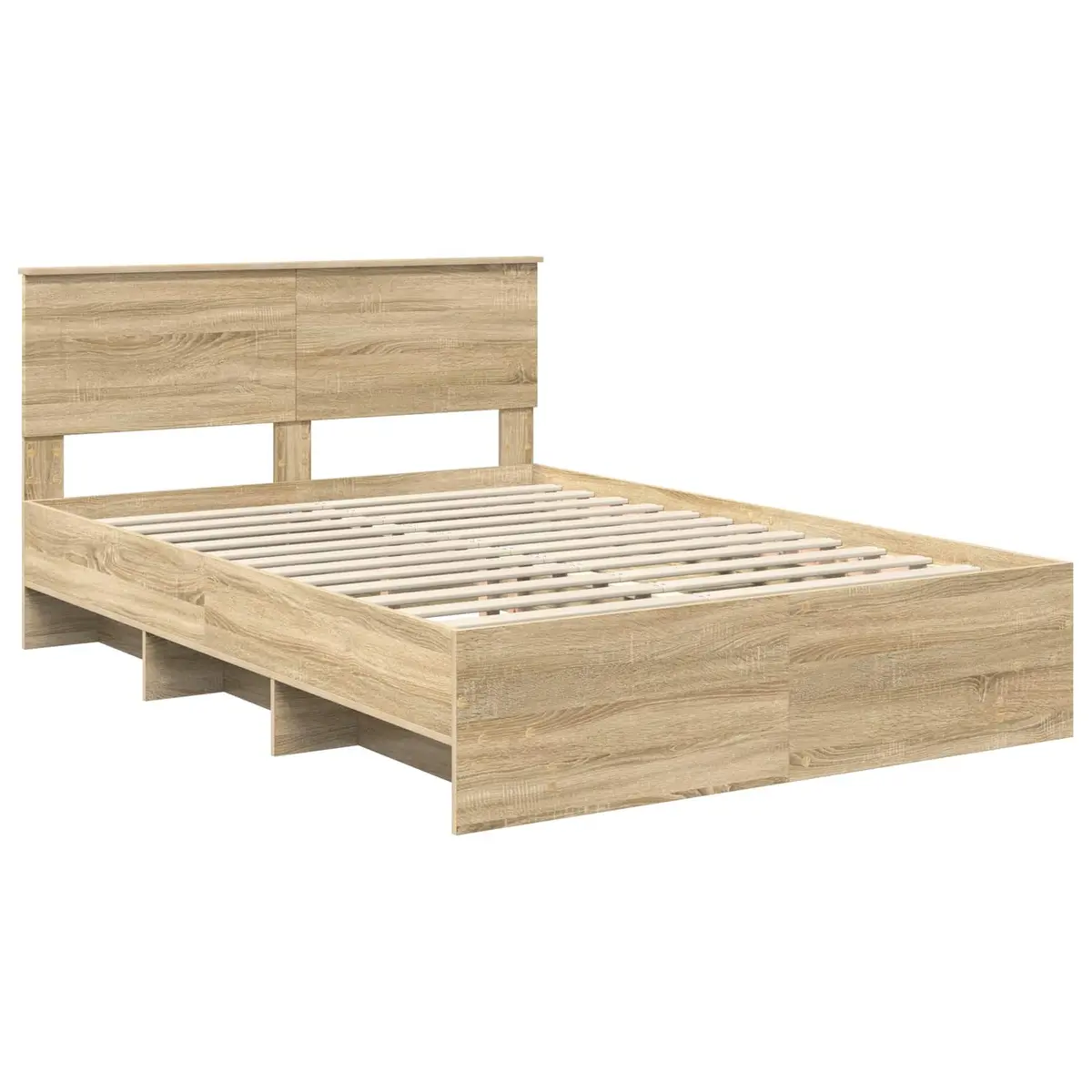 Bed Frame Brown 150 x 200 cm Sturdy Engineered Wood with Integrated Headboard