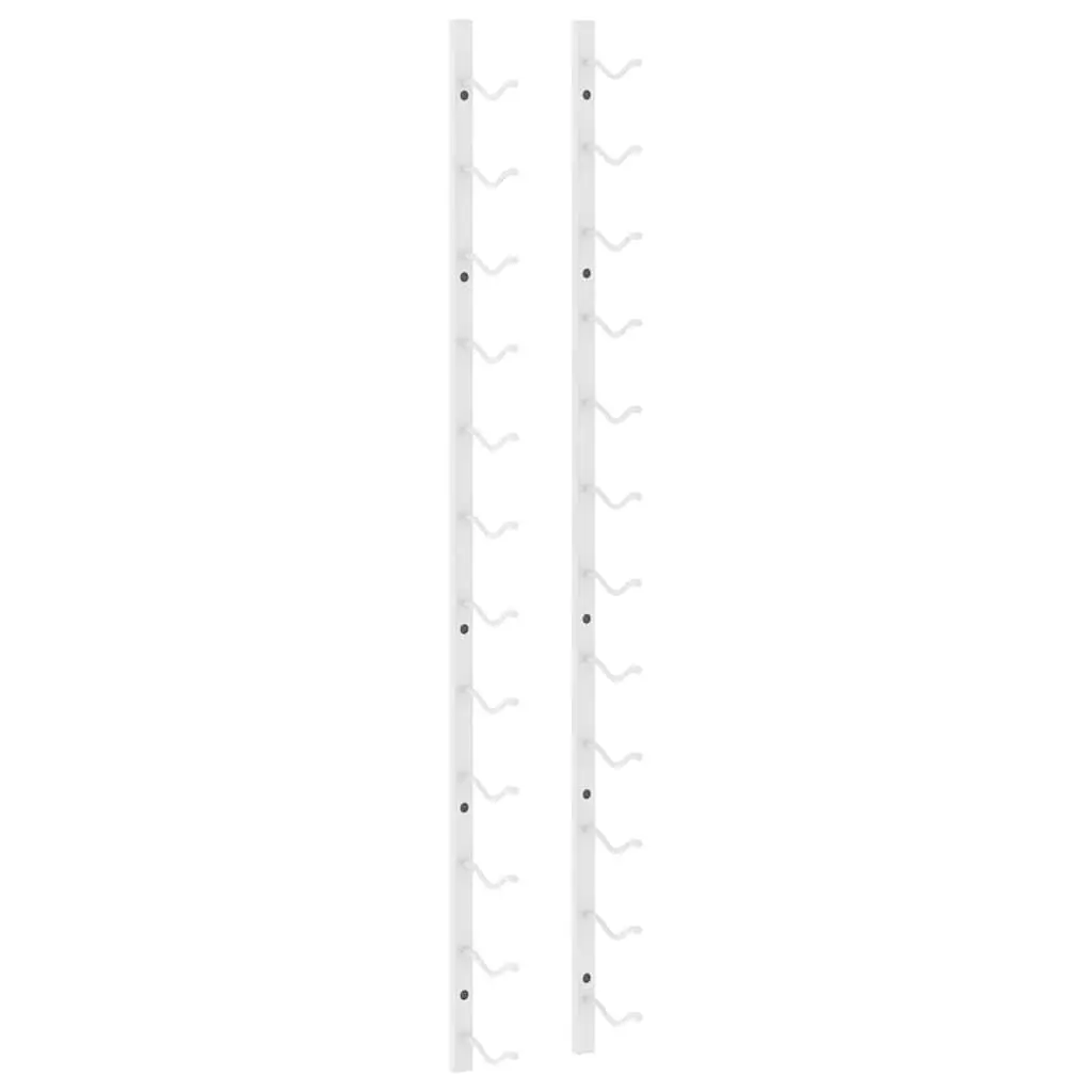 Wall Mounted Wine Rack 12 Bottle Storage White Iron Set of 2 Modern Kitchen
