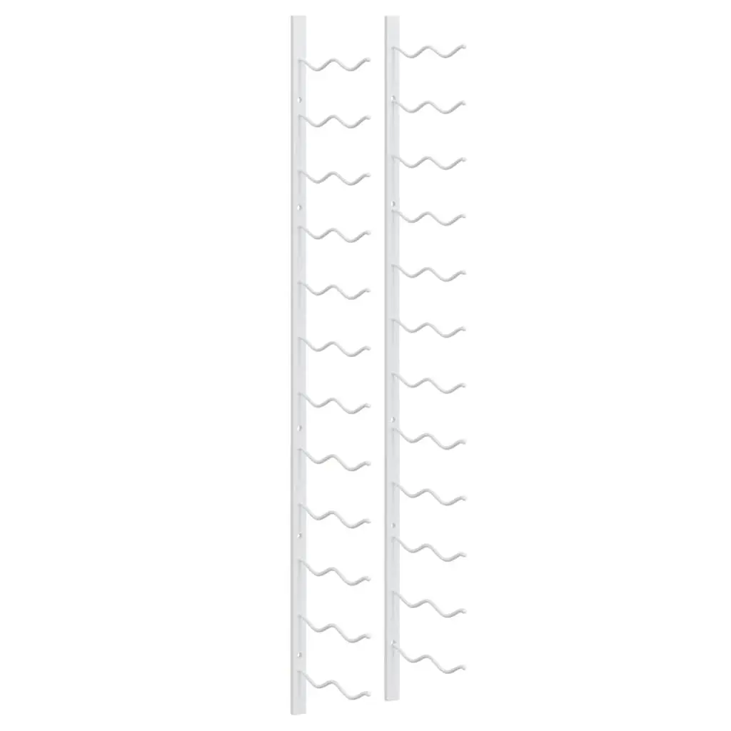 Wall Mounted Wine Rack Set 2 pcs White Iron Storage Organiser Holds 24 Bottles