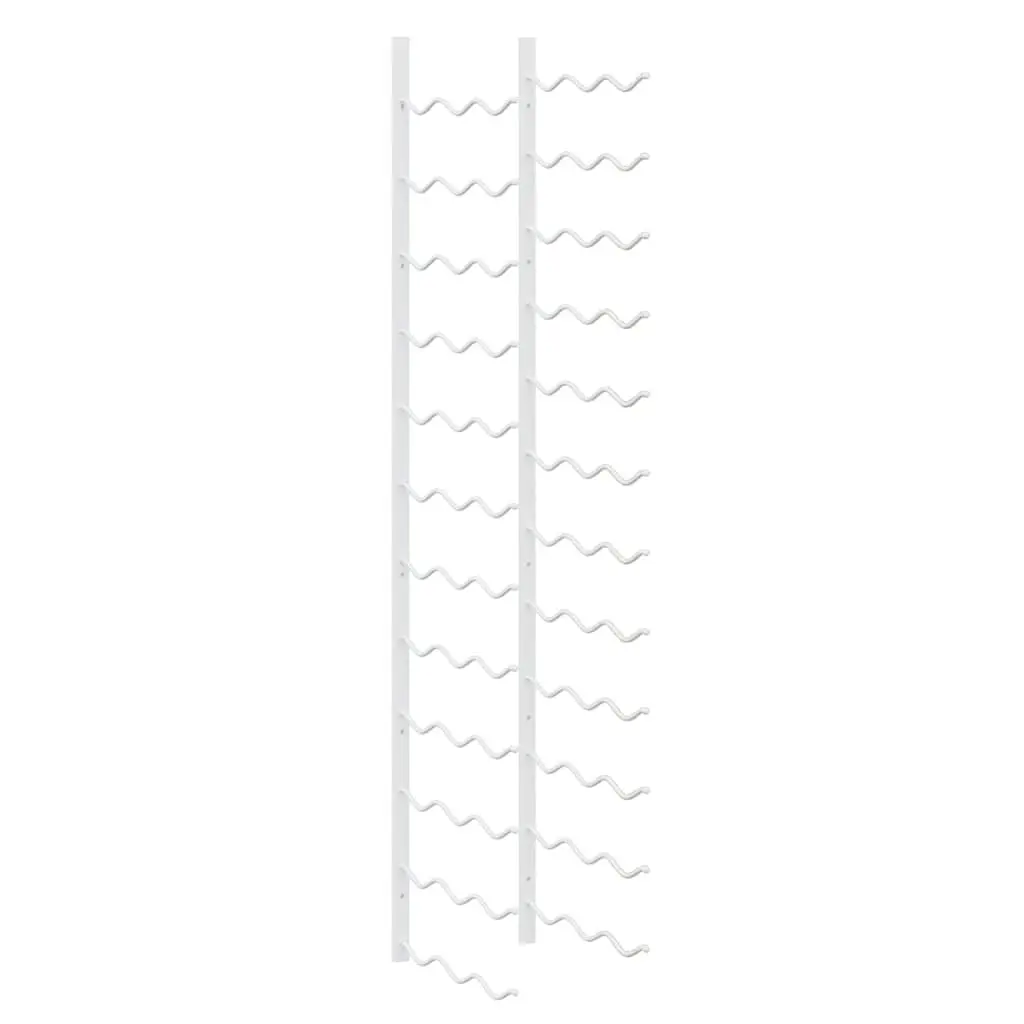 Wall Mounted Wine Rack Set 2 pcs 36 Bottles Storage White Iron Organizer