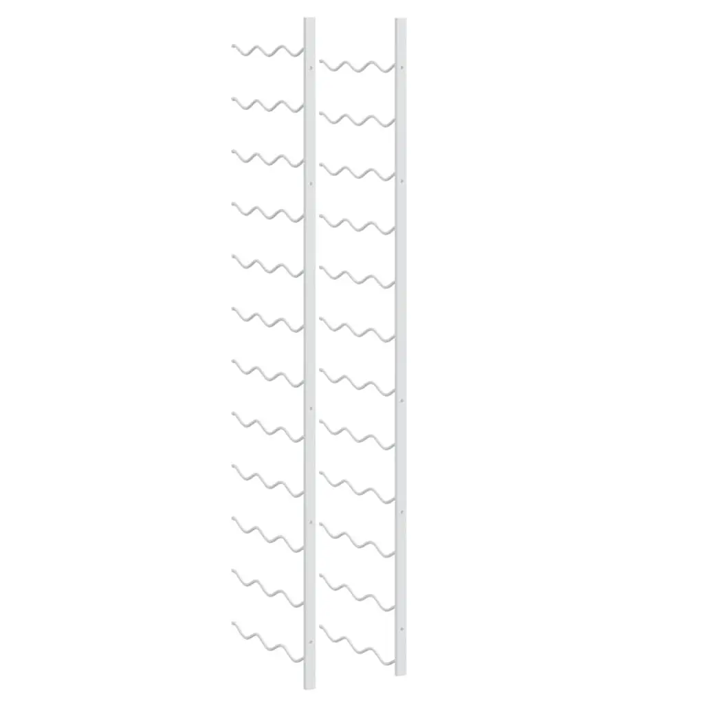 Wall Mounted Wine Rack Set 2 pcs 36 Bottles Storage White Iron Organizer