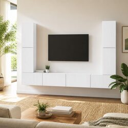 Modern 8-Piece TV Cabinet Set in White
