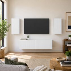 TV Cabinet Set 4 pcs White Entertainment Centre Storage Unit Living Room Media