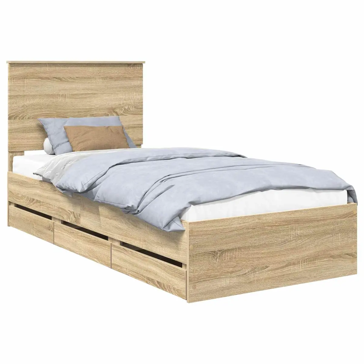 Bed Frame 90 x 190 cm Modern with Storage Drawer Engineered Wood Sonoma Oak