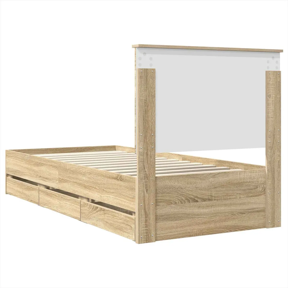 Bed Frame 90 x 190 cm Modern with Storage Drawer Engineered Wood Sonoma Oak