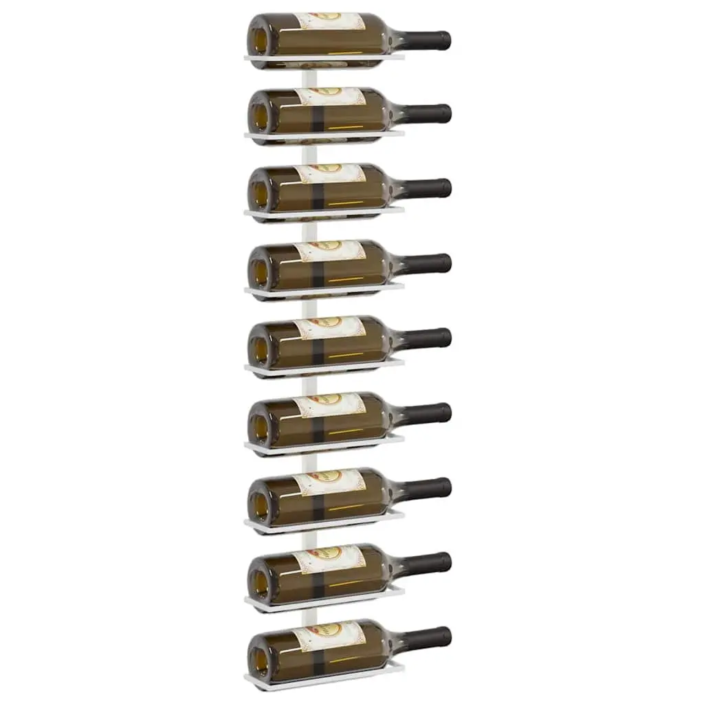 Wall-mounted Wine Rack 9 Bottle Holder Modern Kitchen Storage White Iron