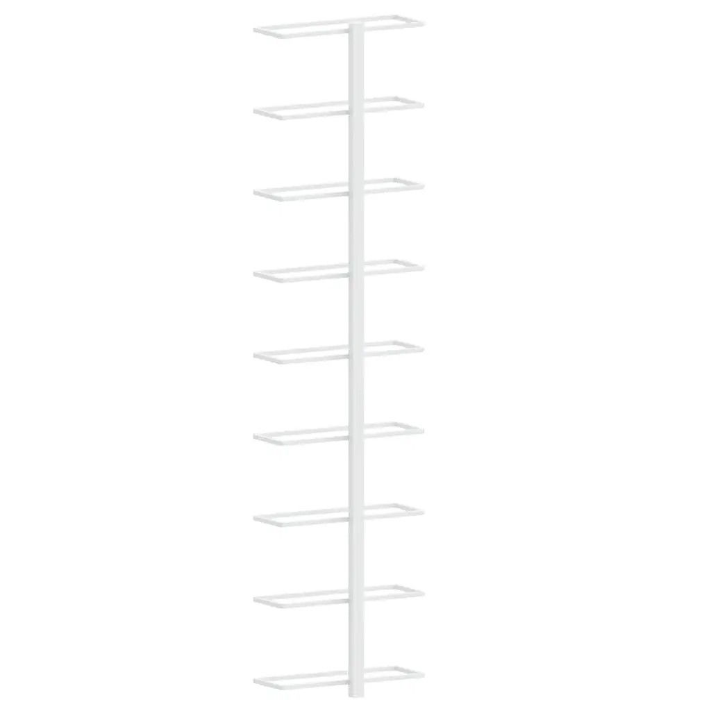 Wall-Mounted Wine Rack 9 Bottle White Iron Storage Kitchen Organizer 2 Piece