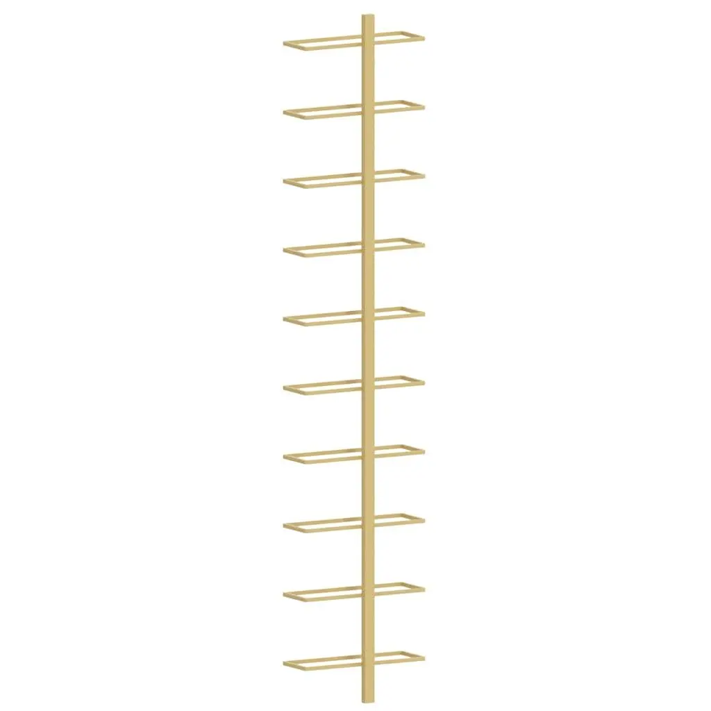 Wall-mounted Wine Rack 10 Bottle Holder Gold Metal Kitchen Storage Organizer