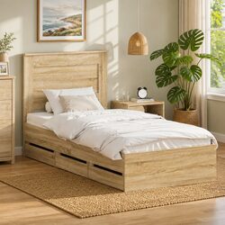 Space-Saving Bed Frame with Integrated Storage 90 x 190 cm