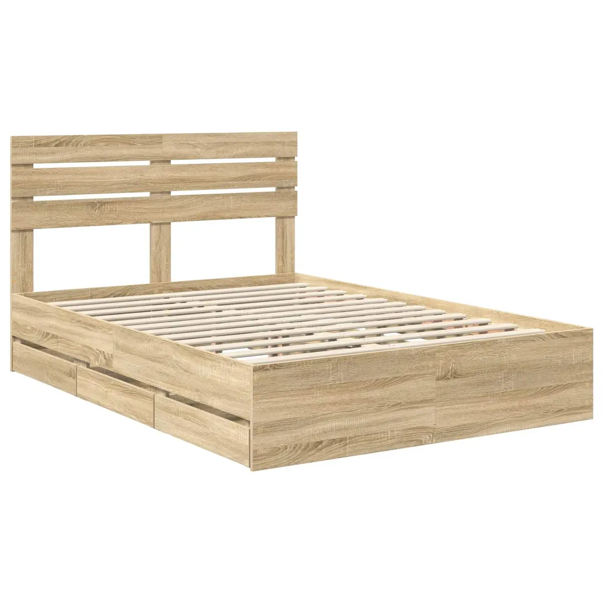 Bed Frame with Storage Drawer Sonoma Oak 150 x 200 cm Modern Bedroom Furniture