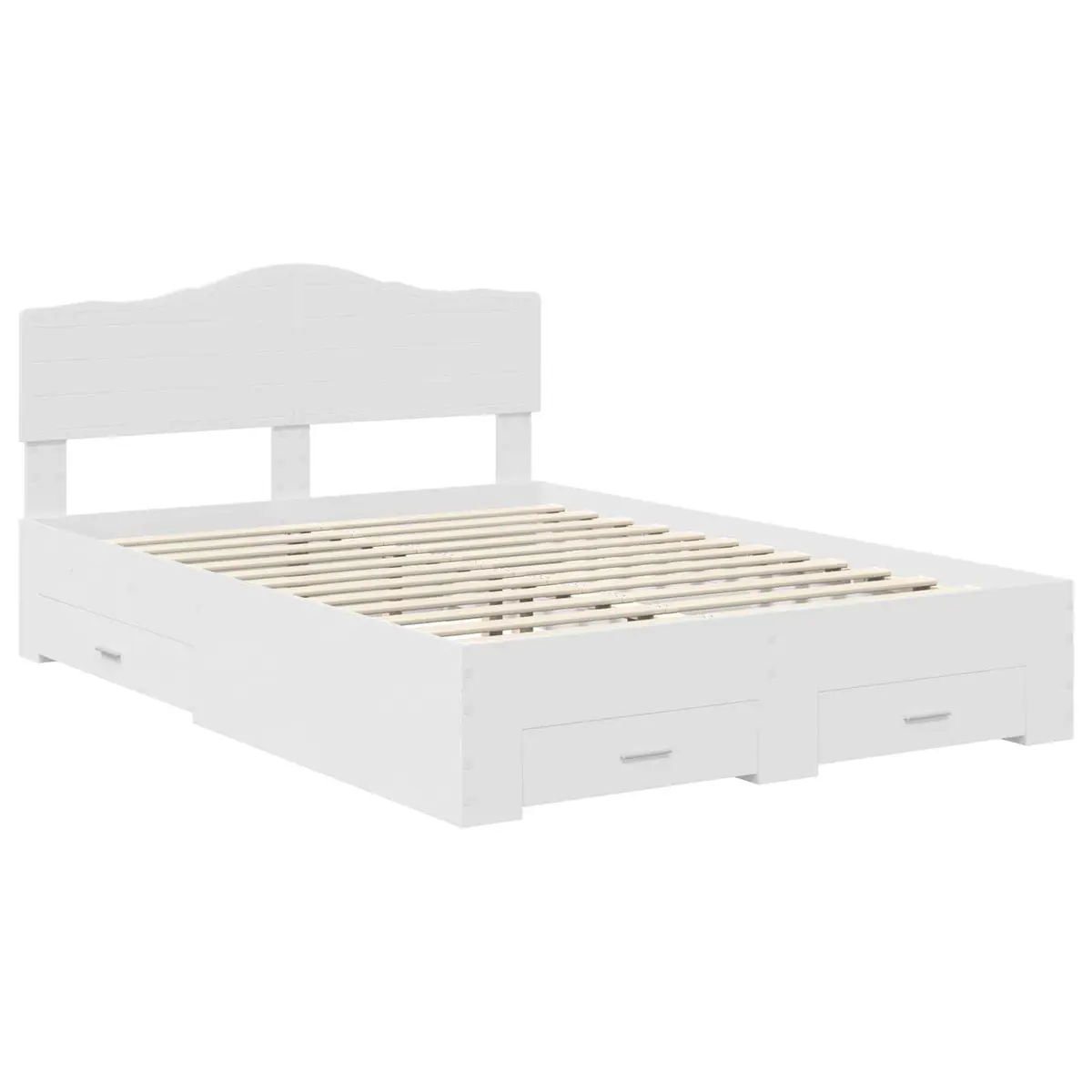Bed Frame with Headboard and Storage Drawers White 150 x 200 cm Modern Design