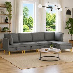 Enhance Your Living Space with a Grey 5-Piece Sofa Set