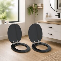 Black MDF Toilet Seat with Soft Close Mechanism for Modern Bathrooms