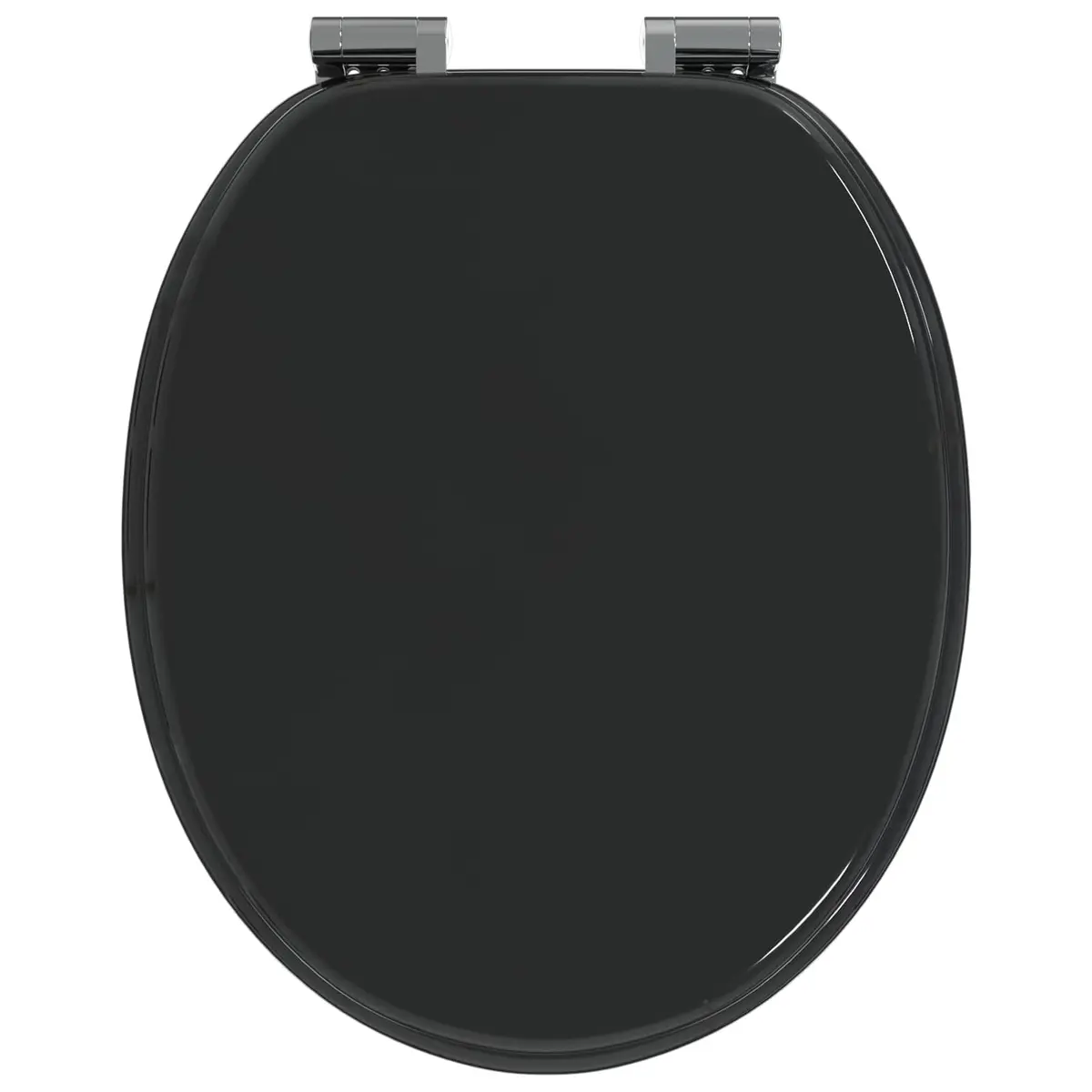 Toilet Seat 44x38cm Soft Close Black MDF with Non-Slip Bumpers 2 Pieces