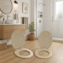 Enhance Your Bathroom with a Soft-Close Bamboo Color MDF Toilet Seat