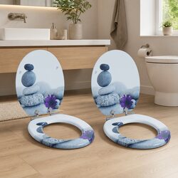2 Pack Soft-Close Toilet Seat - Grey MDF Bathroom Fixture