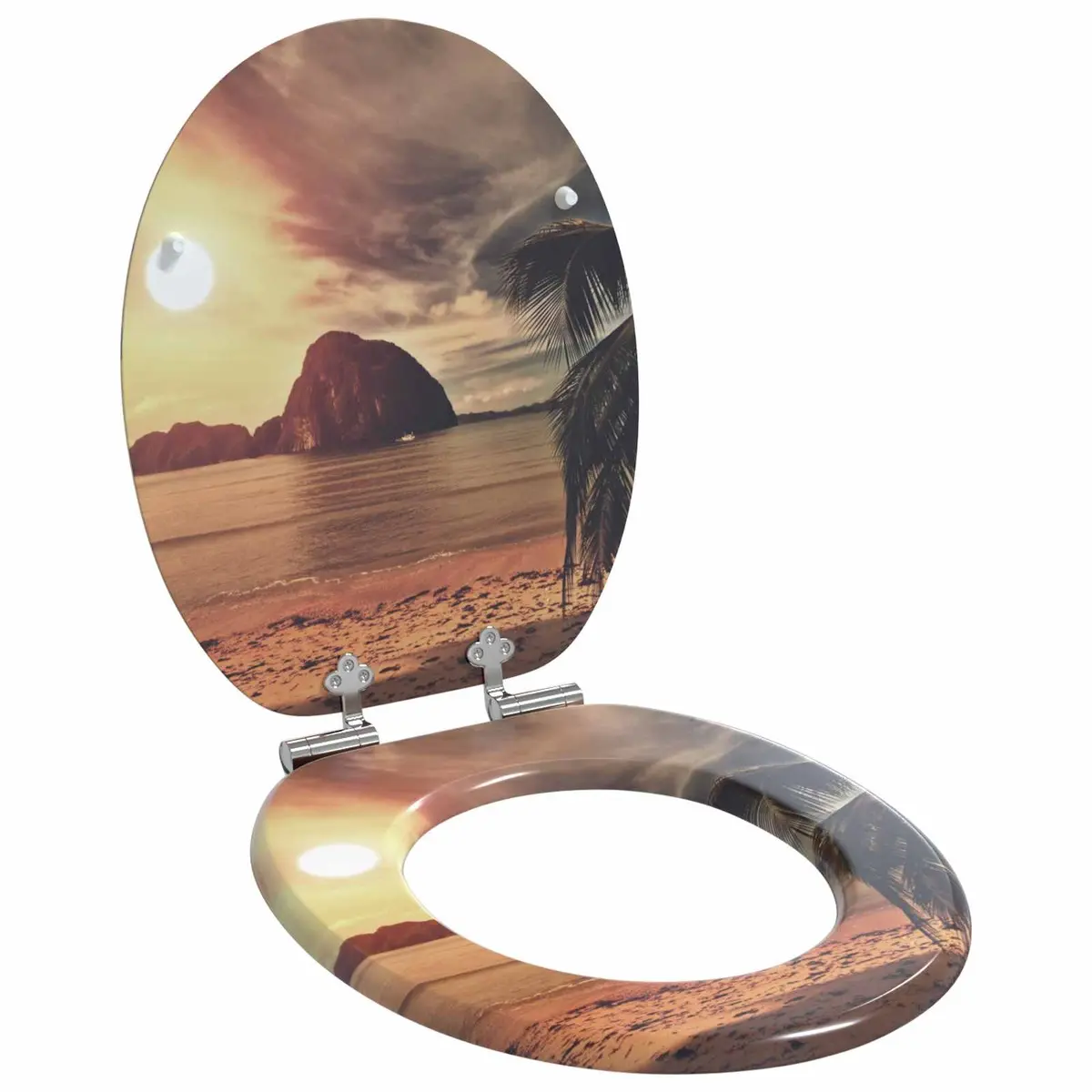 Soft-Close Toilet Seat 44 x 38 cm Orange Durable MDF Construction