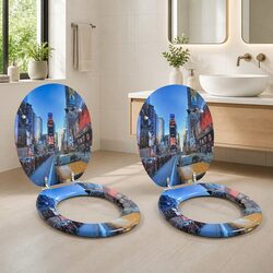 Grey MDF Soft-Close Toilet Seat for a Serene Bathroom