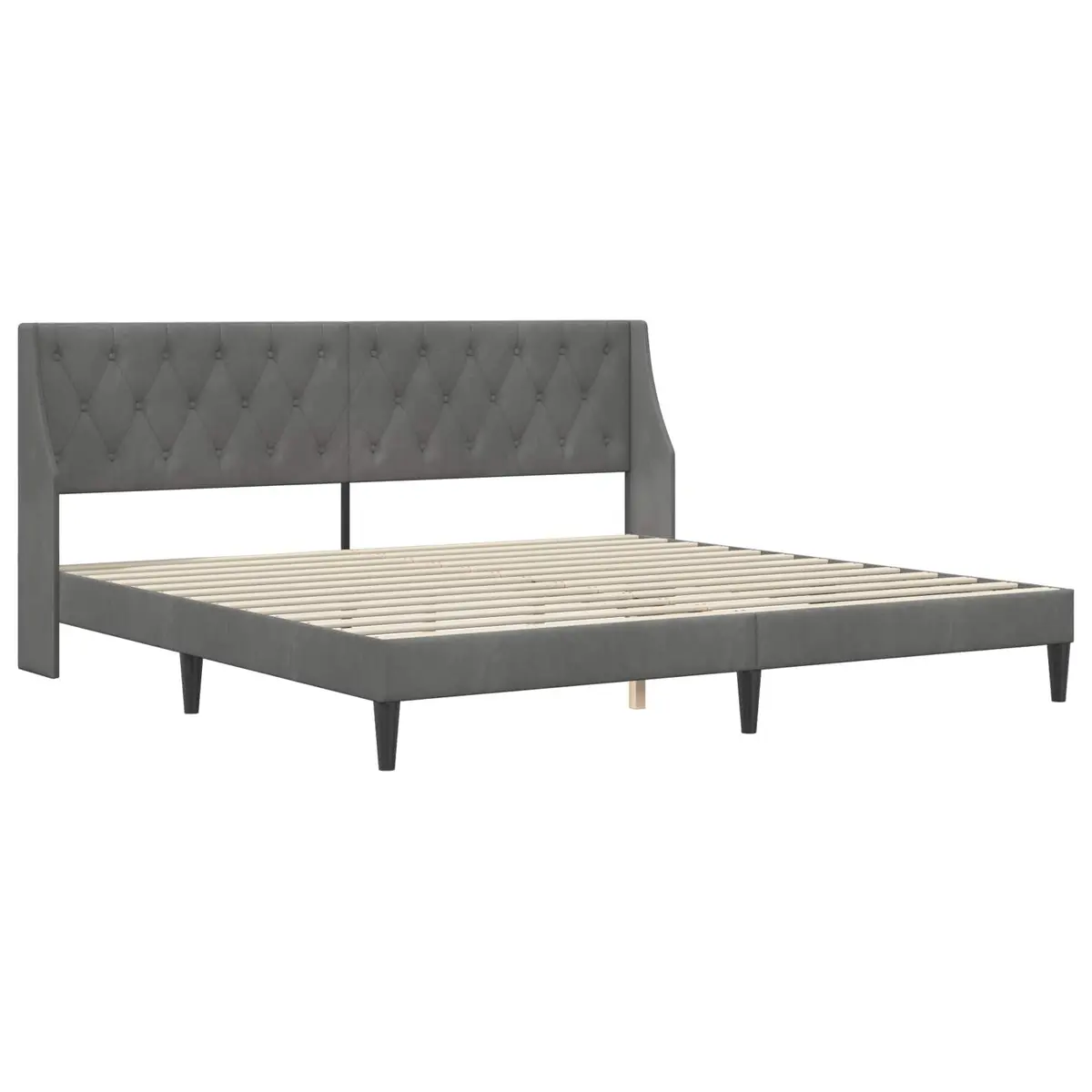 Bed Frame with Velvet Headboard Dark Grey 180 x 200 cm Modern Bedroom Furniture