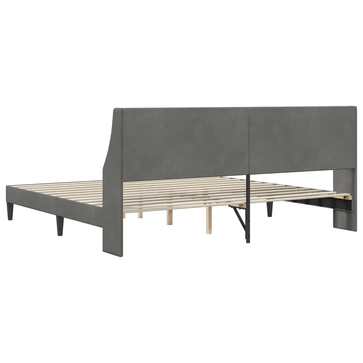 Bed Frame with Velvet Headboard Dark Grey 180 x 200 cm Modern Bedroom Furniture