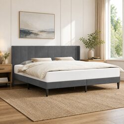 Elevate Your Bedroom with a Dark Grey Velvet Bed Frame
