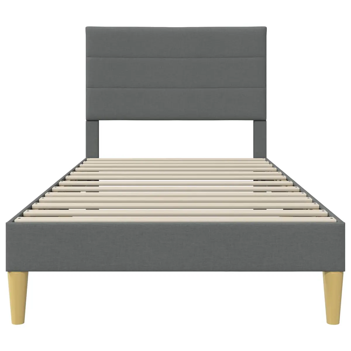 Bed Frame 90 x 190 cm Fabric Upholstered Headboard Dark Grey