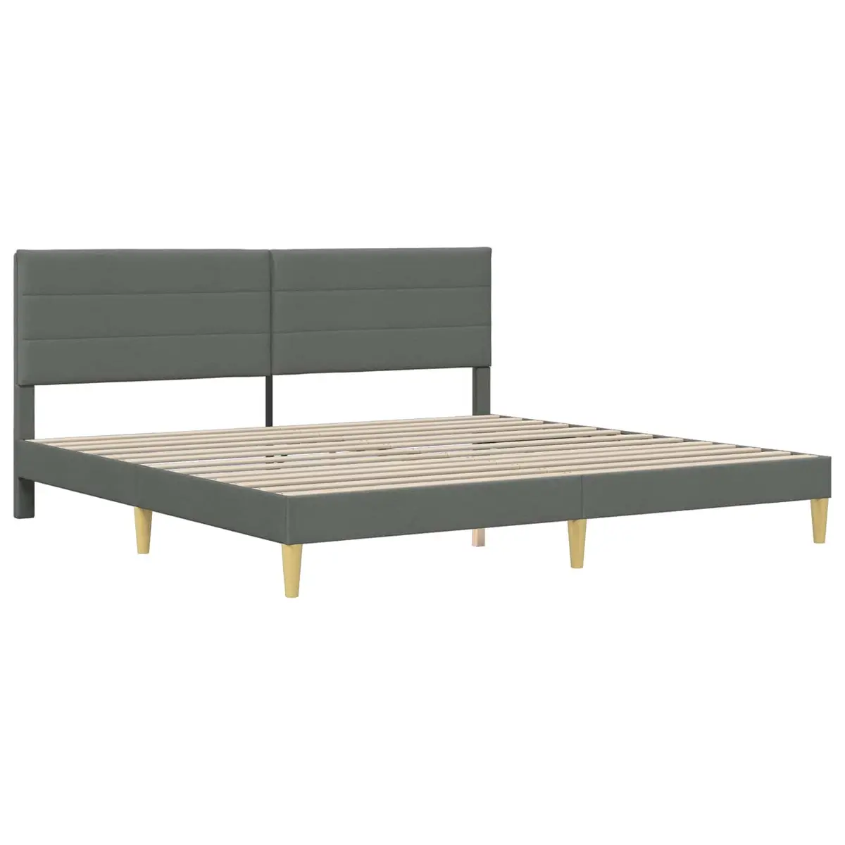 Bed Frame 180 x 200 cm Fabric Headboard Dark Grey Modern Bedroom Furniture