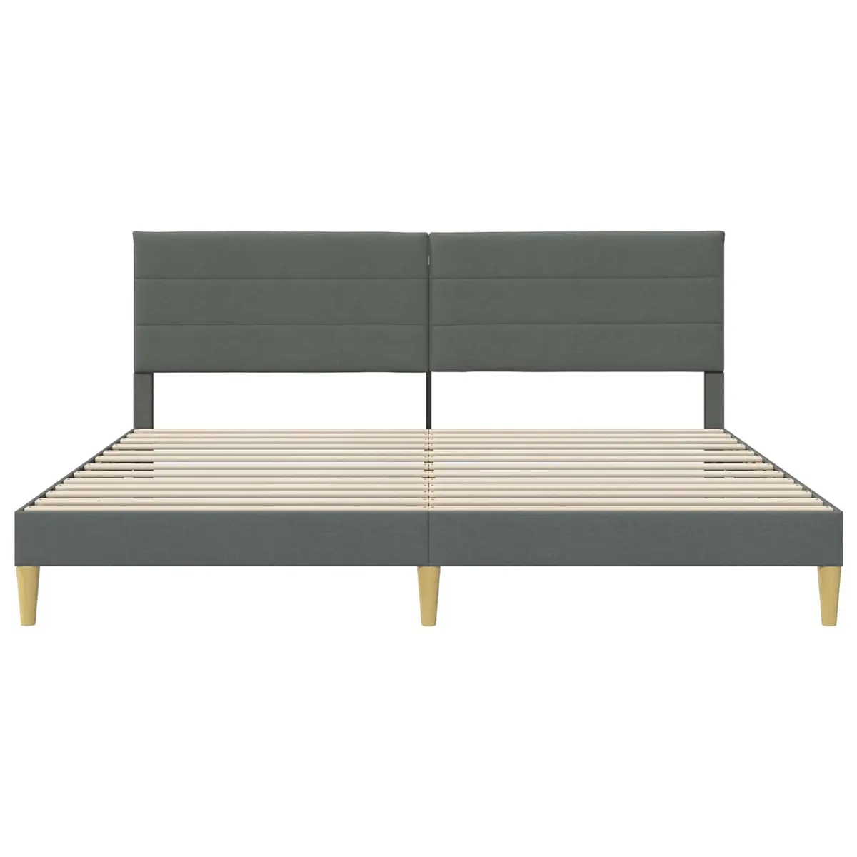 Bed Frame 180 x 200 cm Fabric Headboard Dark Grey Modern Bedroom Furniture