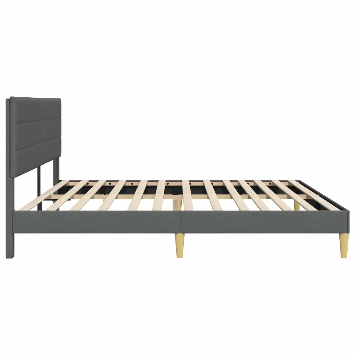 Bed Frame 180 x 200 cm Fabric Headboard Dark Grey Modern Bedroom Furniture