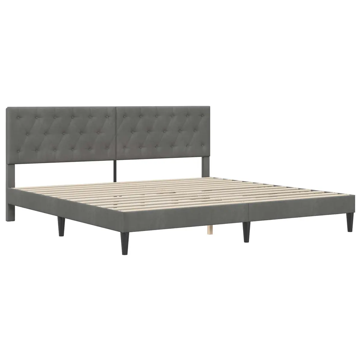 Bed Frame 180 x 200 cm Dark Grey Velvet Headboard Plywood Construction