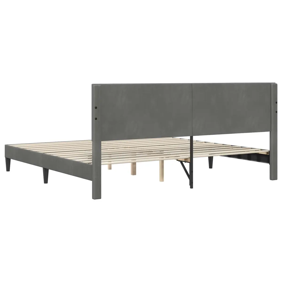 Bed Frame 180 x 200 cm Dark Grey Velvet Headboard Plywood Construction