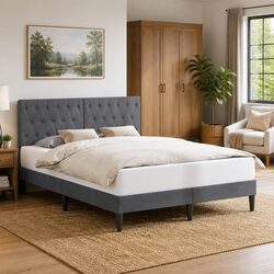 Elevate Your Bedroom with a Dark Grey Velvet Bed Frame