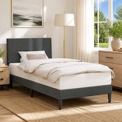 Stylish Dark Grey Bed Frame with Corduroy Upholstery