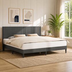 Elevate Your Bedroom with a Dark Grey Corduroy Bed Frame