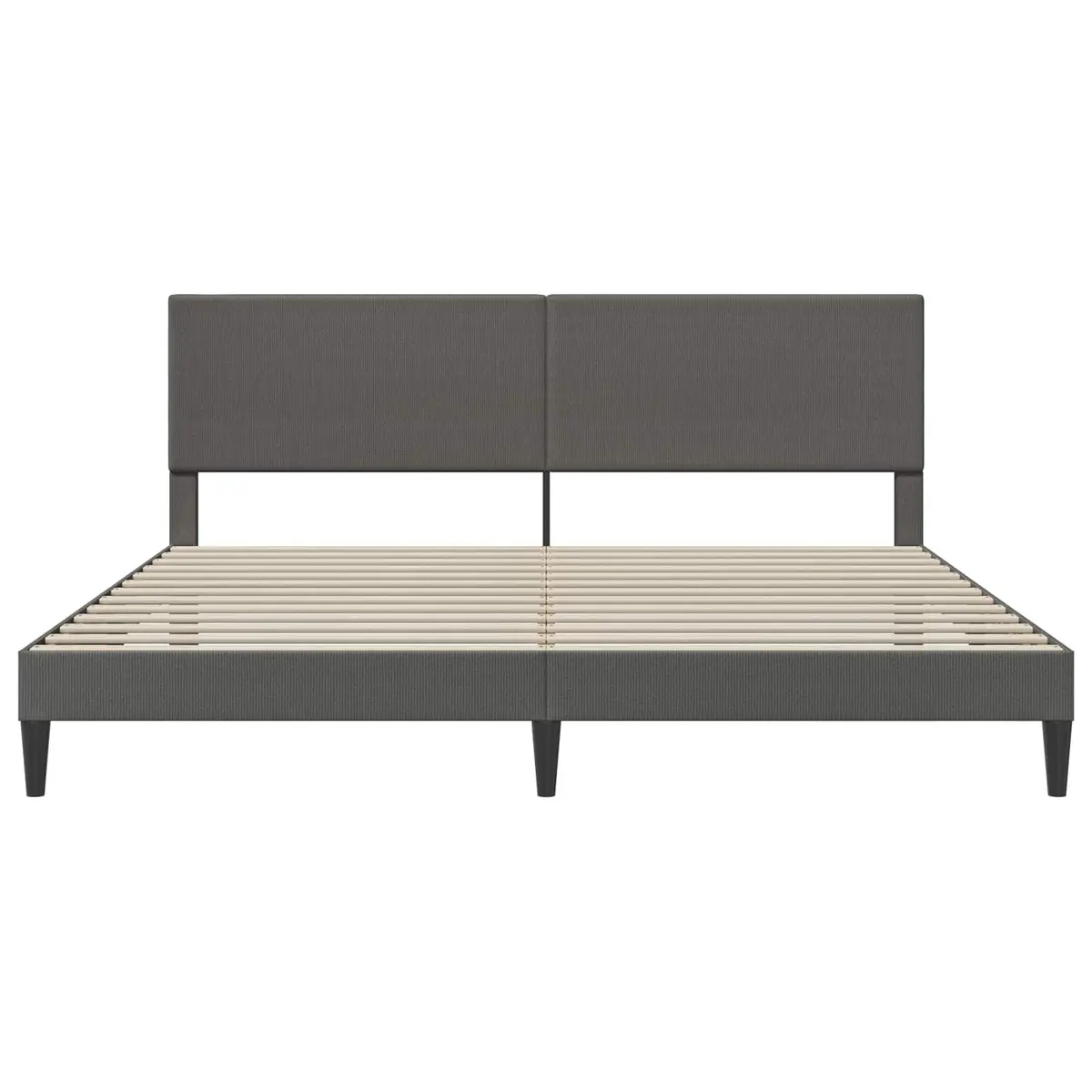 Bed Frame with Headboard Dark Grey 180 x 200 cm Corduroy Fabric Modern Bedroom