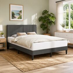 Enhance Your Bedroom with Dark Grey Bed Frame and Headboard
