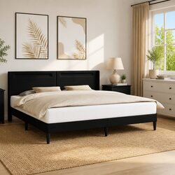 Enhance Your Bedroom with Black Bed Frame and LED Lights