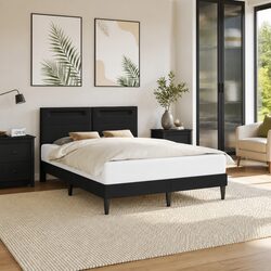 Enhance Your Space with Black Faux Leather Bed Frame 153 x 203 cm