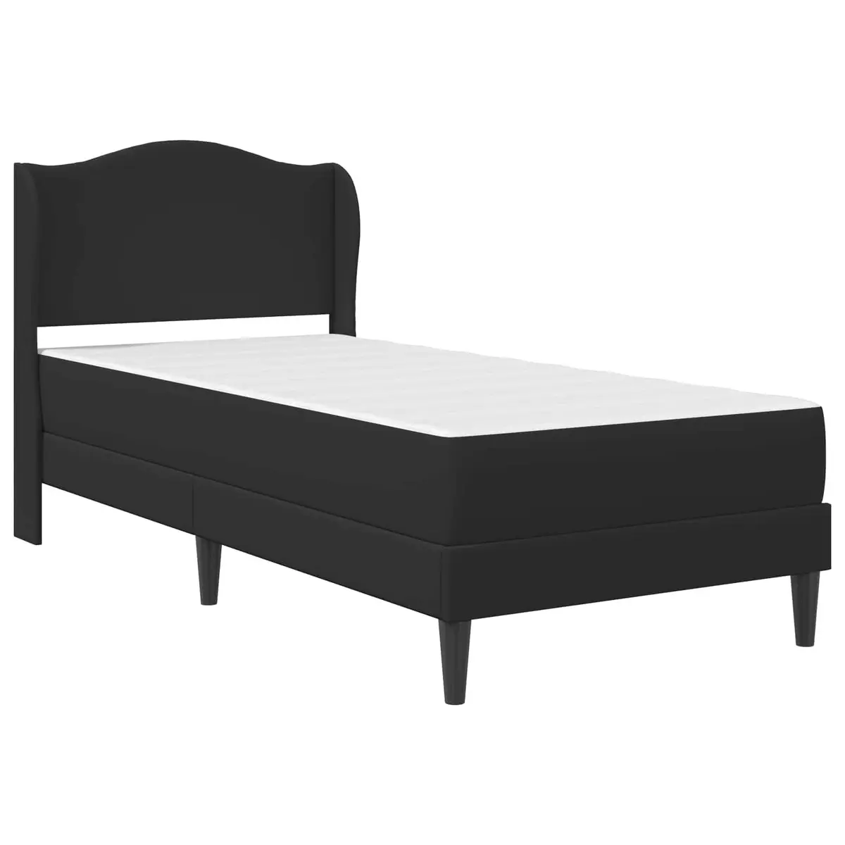 Bed Frame 90x190cm Padded Headboard Faux Leather Storage Black