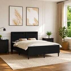 Elevate Your Bedroom with This Black Bed Frame and LED Lighting