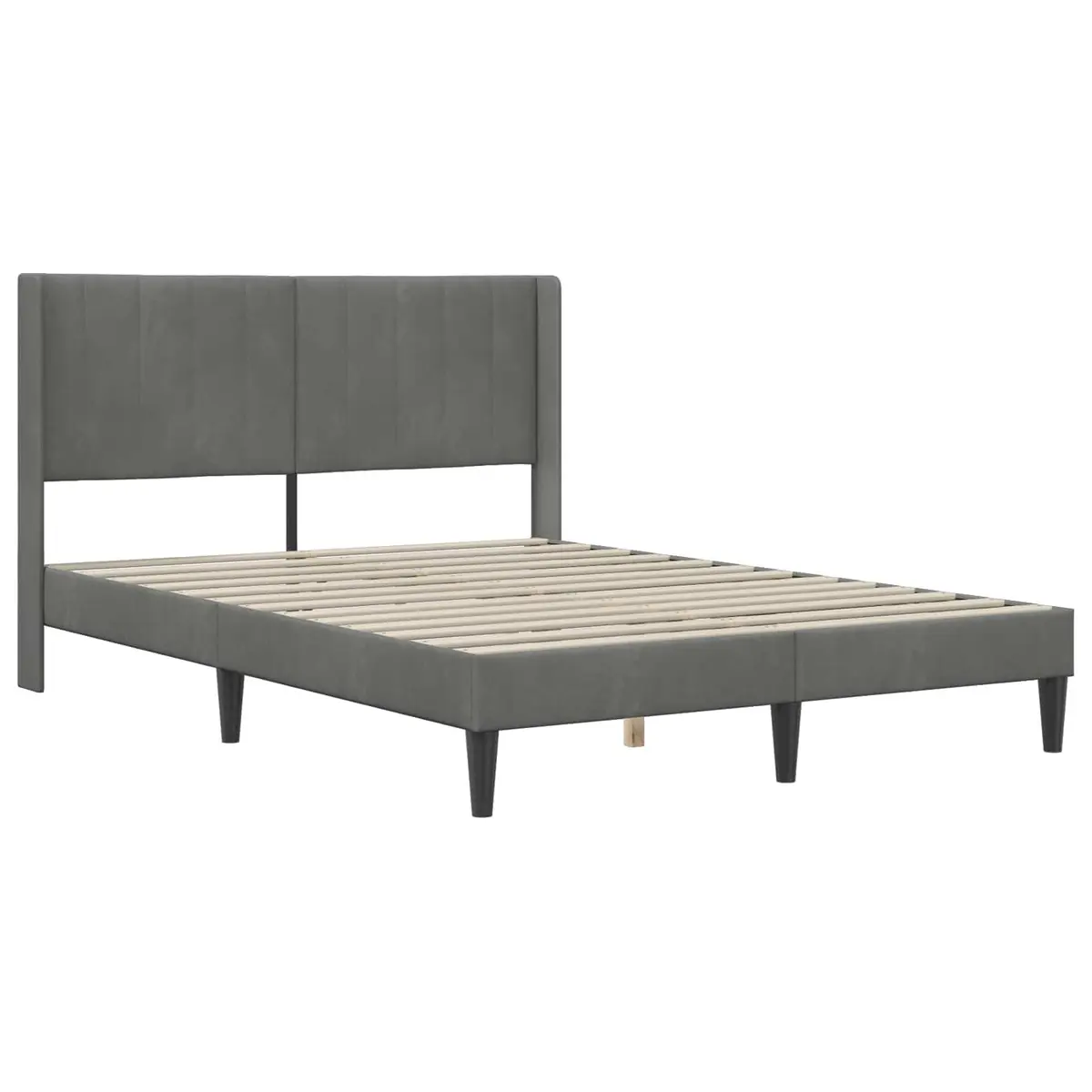 Bed Frame with Mattress Grey 137 x 190 cm Velvet Modern Bedroom Furniture