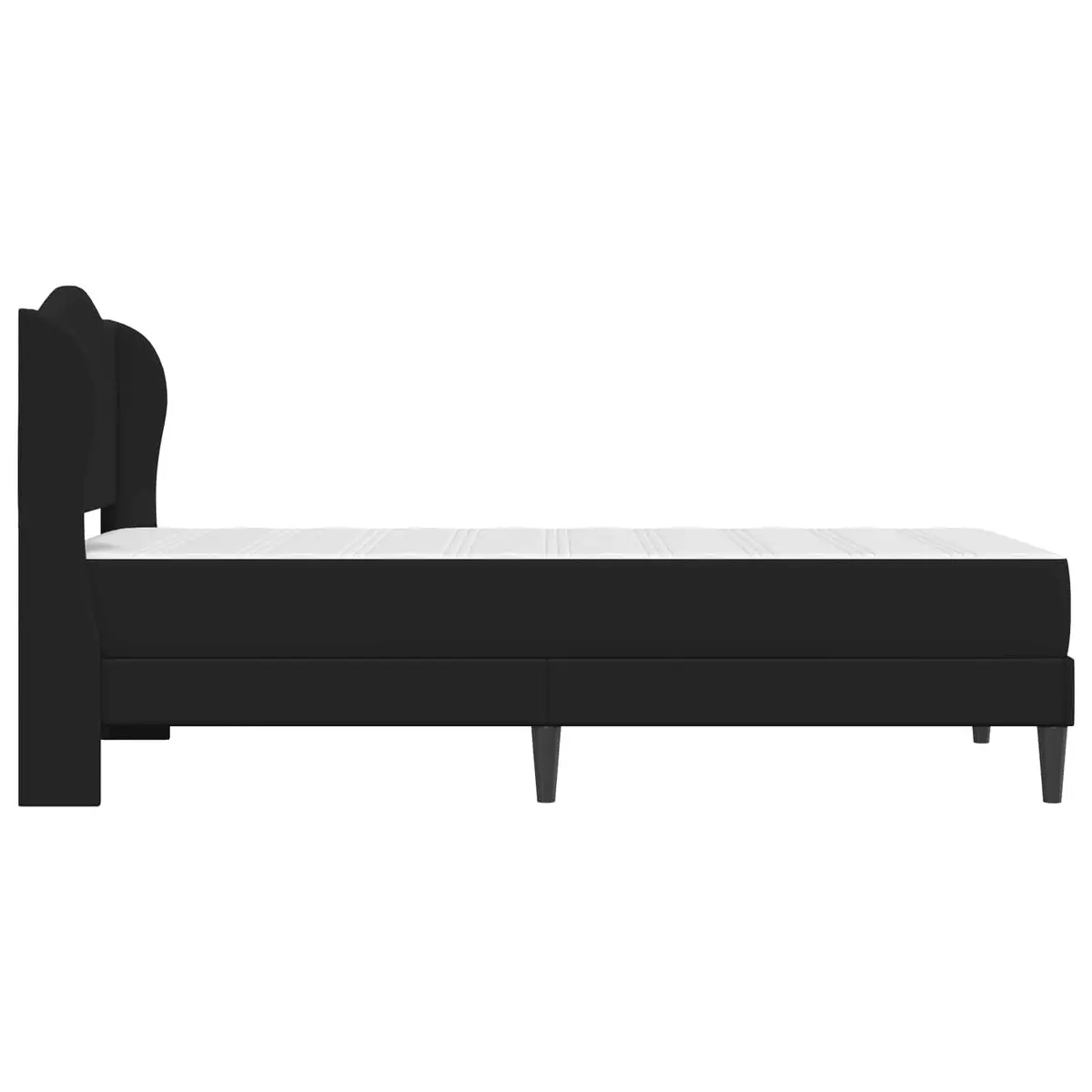 Bed Frame with Headboard Black 107 x 203 cm Modern Bedroom Furniture Slatted