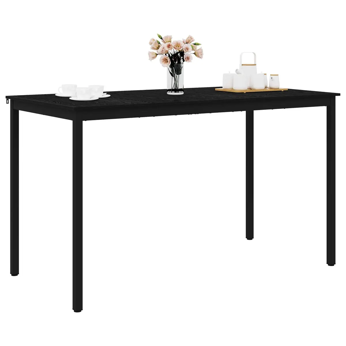 Standing Bar Table Rectangular Kitchen Dining Room Engineered Wood Black Modern