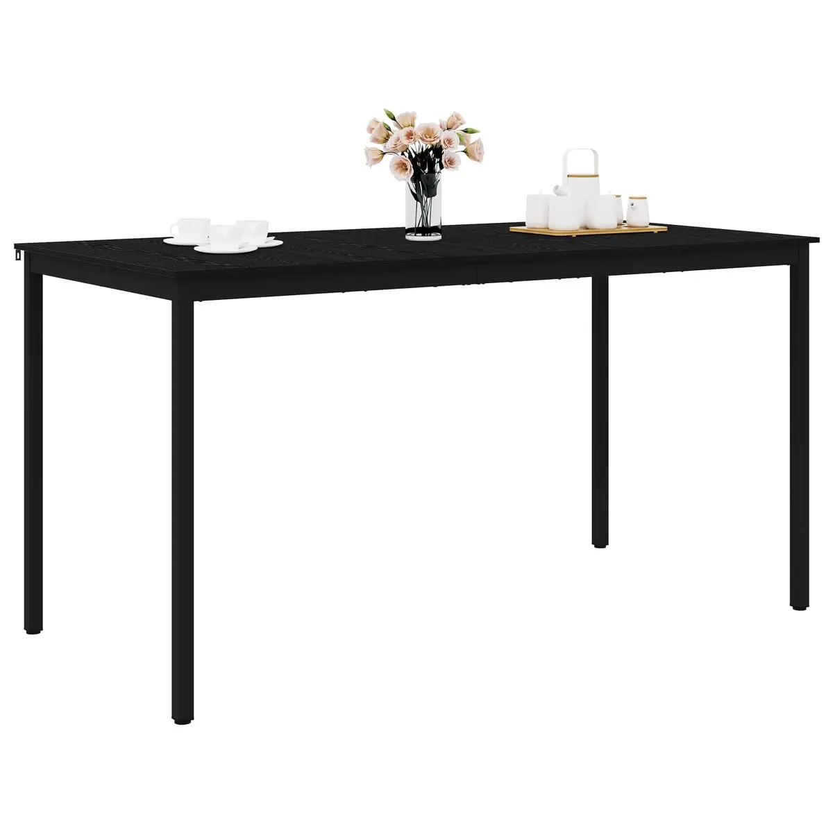 Standing Bar Table Rectangular Black Engineered Wood Kitchen Dining Room Modern