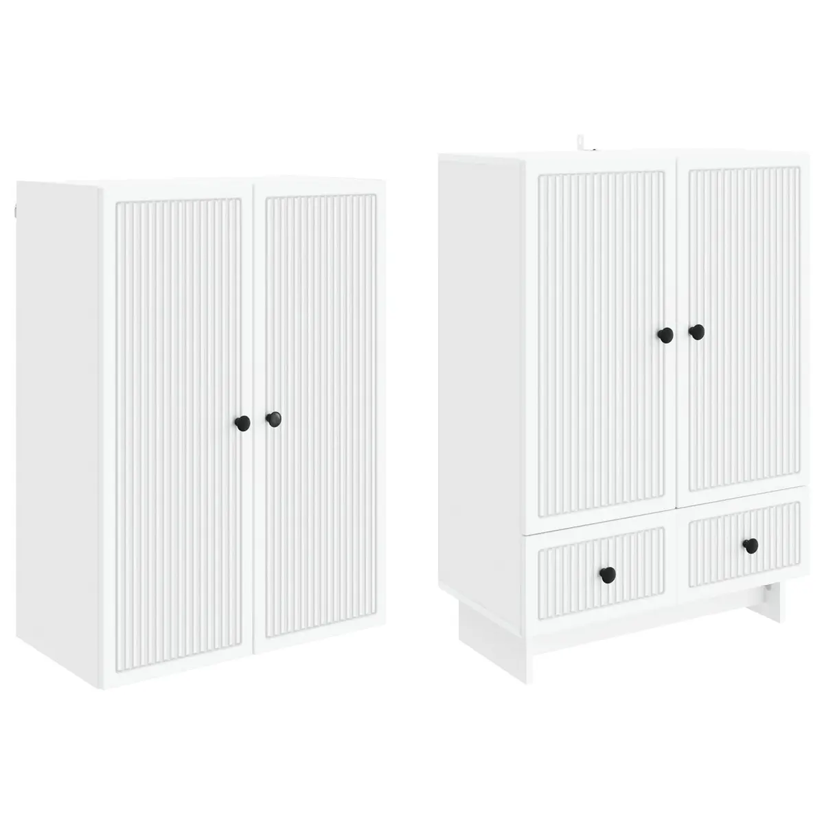 Cabinet Set 2 pcs White Engineered Wood Storage Furniture 66 x 34.5 x 95 cm