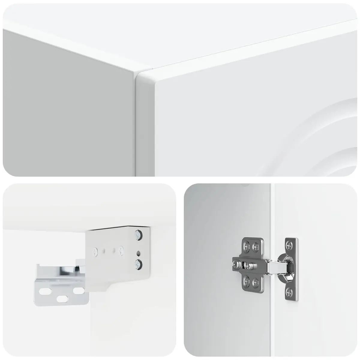 White Cabinet Set 2 Pieces Engineered Wood Furniture Storage Solution
