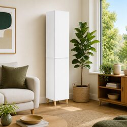 Engineered Wood Cabinet Set 2 pcs White Storage Furniture Modular Shelving