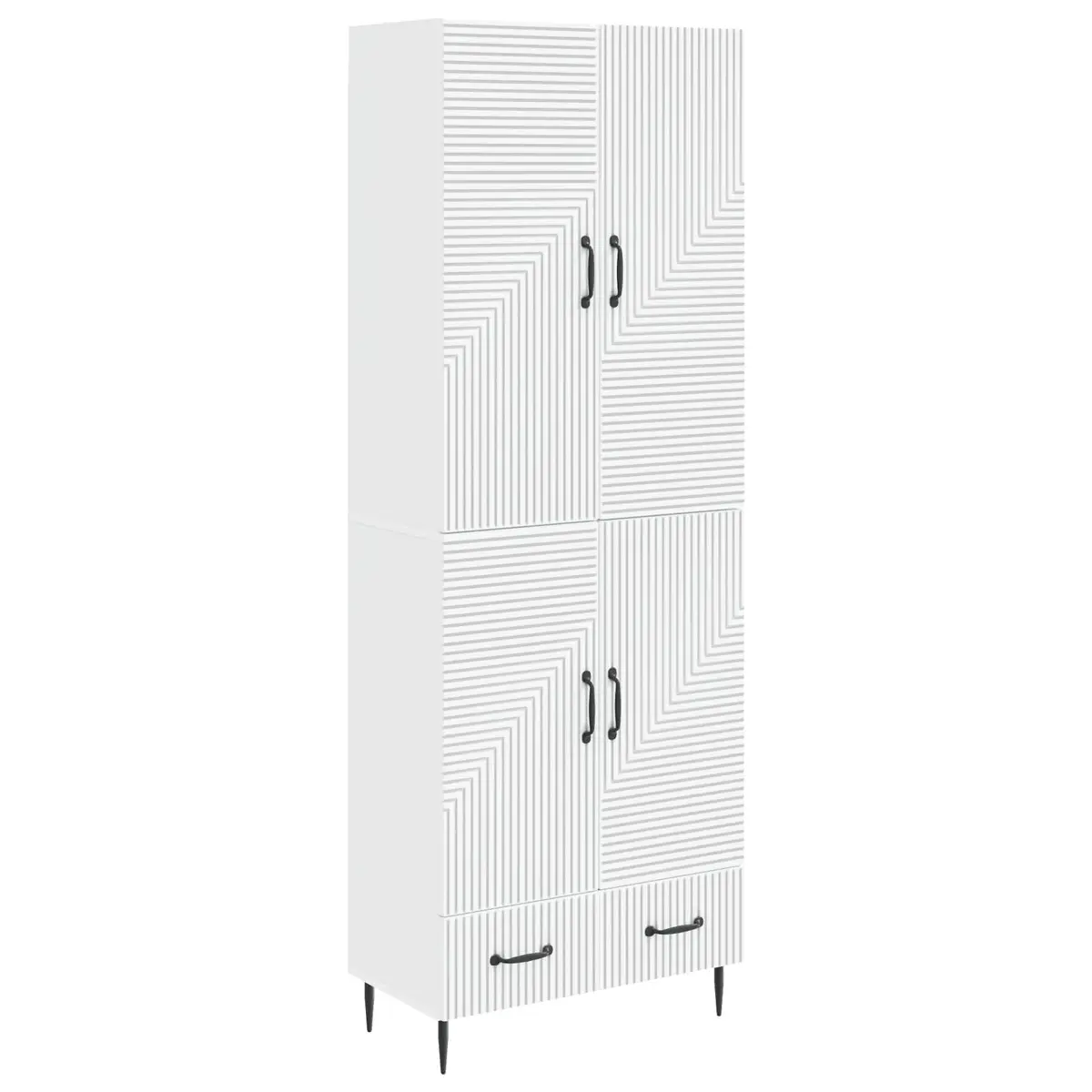 Cabinet Set 2 Pieces Storage Furniture Engineered Wood with LED Lighting and USB Outlets 66 x 34.5 x 95 cm