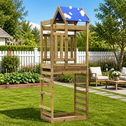 Play Tower Outdoor Kids Playground Equipment Brown Garden Backyard Climbing