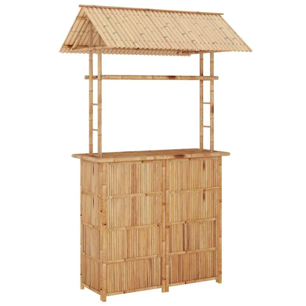 Bamboo Bar Set 3 Piece Tropical Brown Foldable Garden Patio Outdoor Furniture